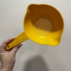 Vintage Tupperware Yellow Colander with Handle